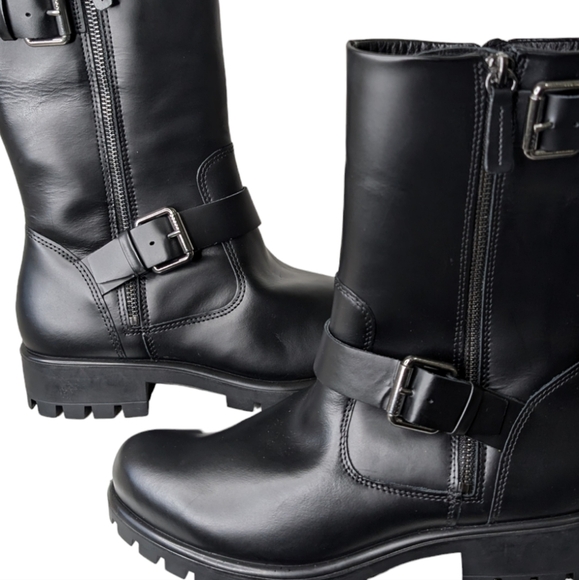 NEW....ECCO Modtray Moto Mid Calf Boot in Black Leather ...Size 8-8.5 - Picture 3 of 11